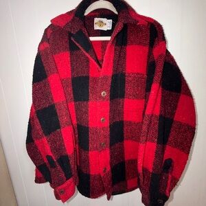 Vintage Earth Ragz Red and Black Plaid Wool Jacket